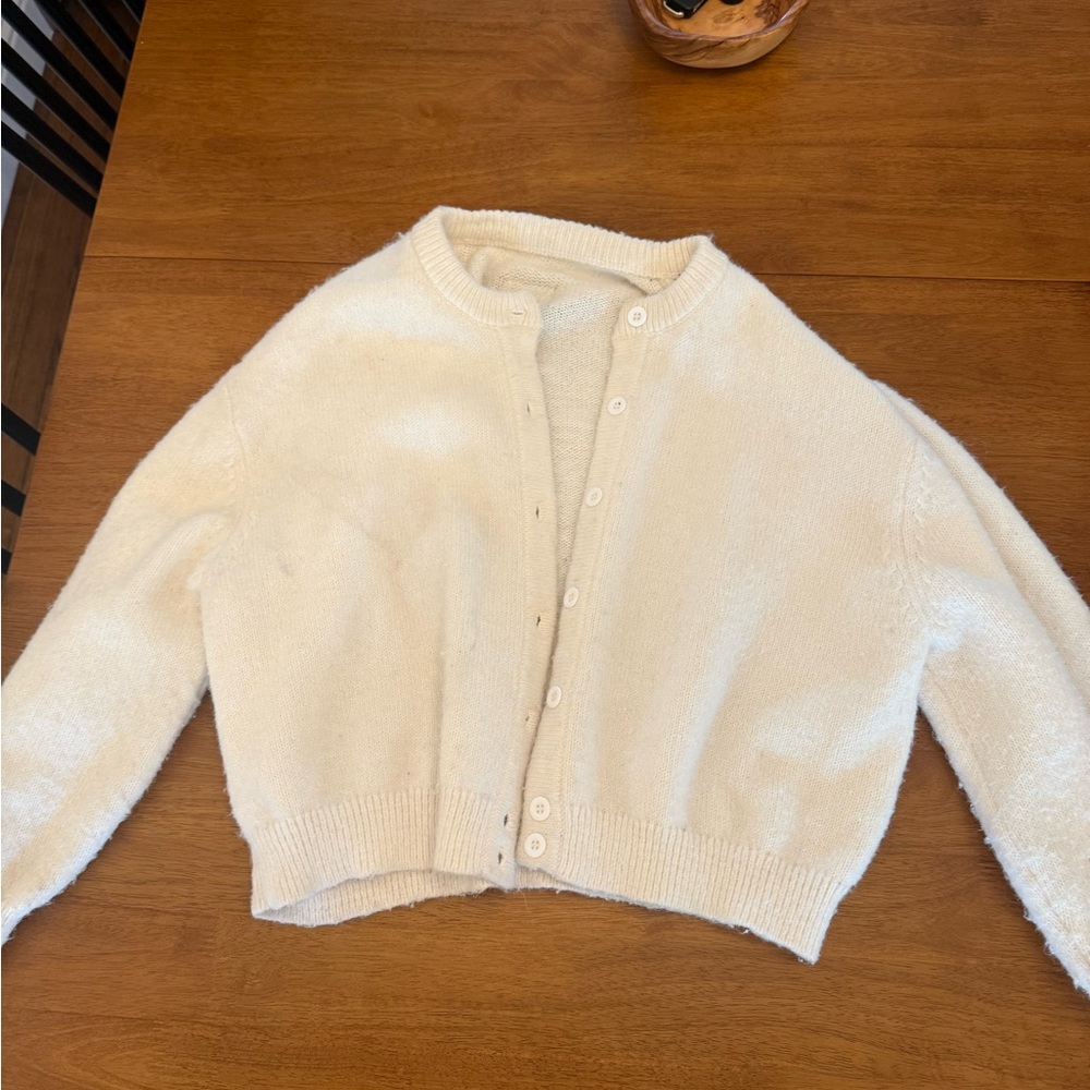 Daily Drills White Button-Up Cardigan